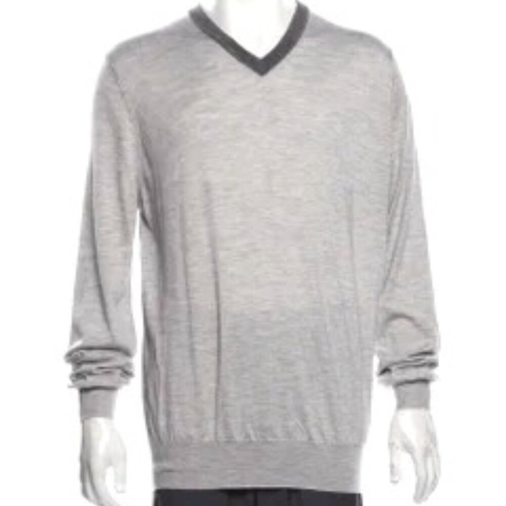 Brunello Cucinelli Italian Cashmere V-Neck light grey (US44)